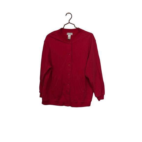 Drapers & Damons Shirt Womens XL 1X Long Sleeve Button Up Retro Pockets Red READ - Picture 2 of 8